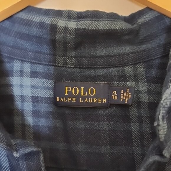 Polo Ralph Laurent Blue Plaid Maxi Shirt Dress size XL - Picture 3 of 8